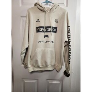 Playstation Hoodie Size Large Beige Streetwear Gaming Urban Nostalgia